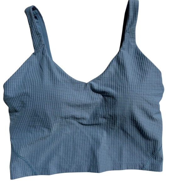Lululemon Scoop Neck Yoga Tank Top – Grid Texture | Size 6 |Blue - Picture 4 of 7